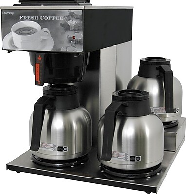 Newco 3-Station 12-Cup Coffee Brewer, Stainless Steel/Black Staples
